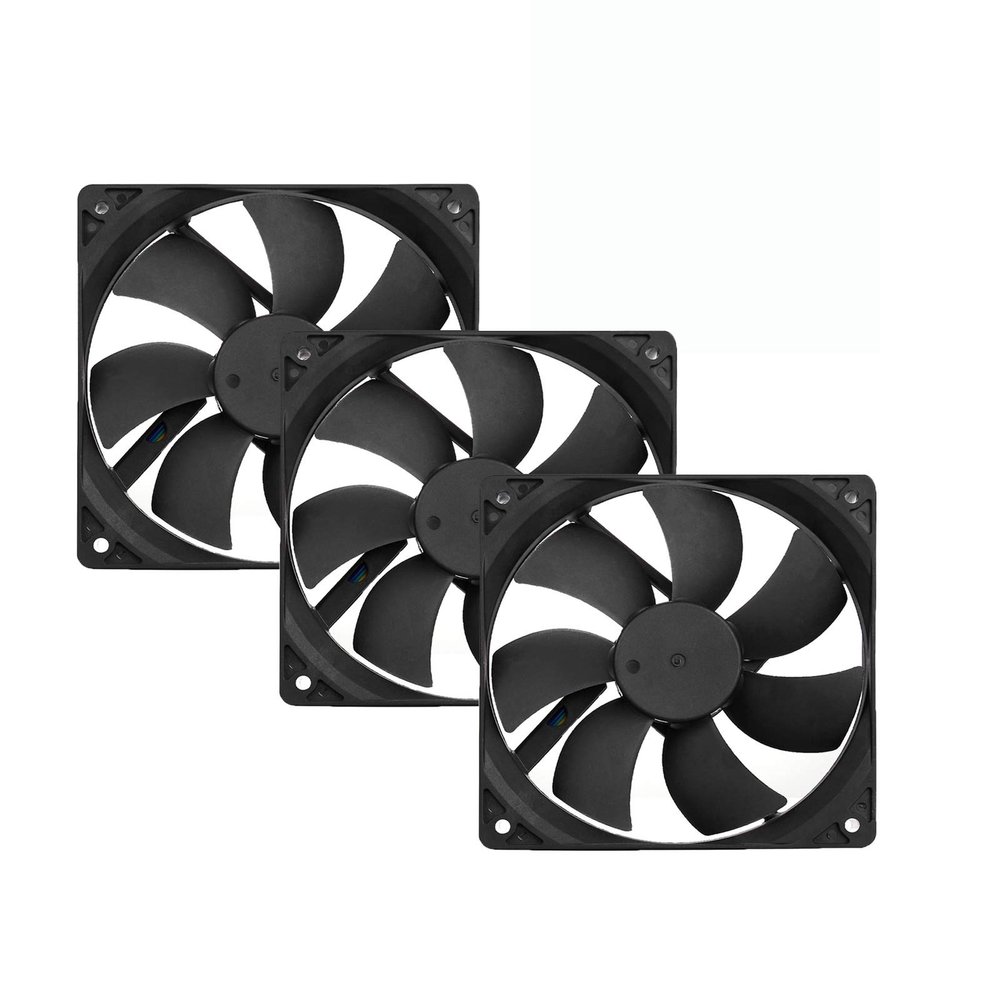 120mm 12V PC Case Fans 3-Pack - 4Pin 4 Wire Square PWM Fan with 800-2200RPM, 40-75CFM for Mining Rig Cooling, Computer Case & CPU Cooler