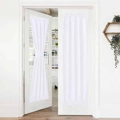 NICETOWN Pure White French Door Curtains for Front Back Window Privacy