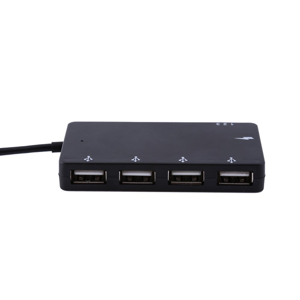 01 4 Port OTG Cable Adapter, 4 Port Micro USB Hub USB2.0 OTG Extension Adapter Charging Cable for Smartphone and Tablet Cable Converter 4 Port USB 2.0 Data Hub