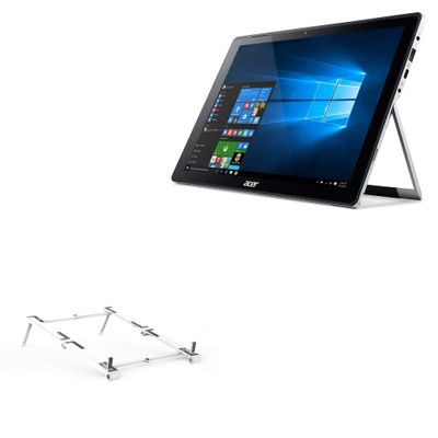 BoxWave Stand and Mount Compatible with Acer Switch Alpha 12 (SA5-271) - Pocket Aluminum Stand 3-in-1, Portable Multi Angle Viewing Riser - Metallic Silver