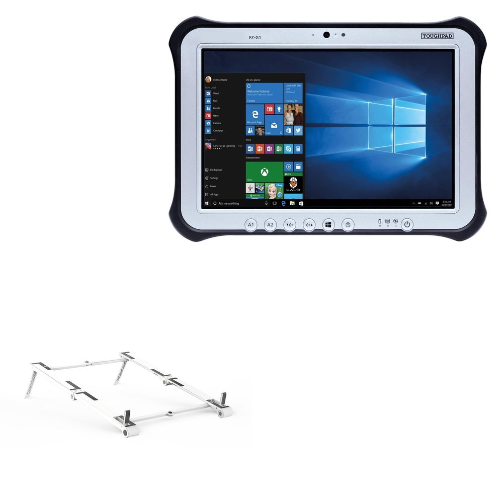 BoxWave Stand and Mount Compatible with Panasonic Toughpad FZ-G1 - Pocket Aluminum Stand 3-in-1, Portable Multi Angle Viewing Riser - Metallic Silver