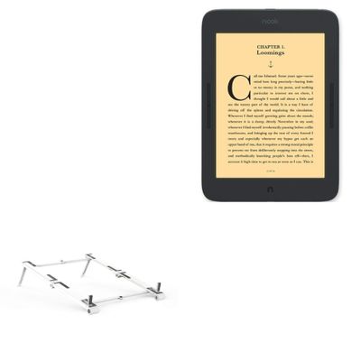 BoxWave Stand and Mount Compatible with Barnes & Noble Nook GlowLight Plus (2019 Edition 7.8 in) - Pocket Aluminum Stand 3-in-1, Portable Multi Angle Viewing Riser - Metallic Silver