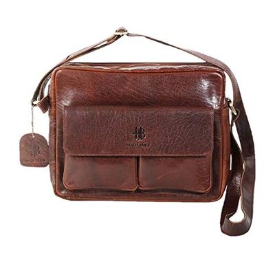 Adam Burk Leather Laptop Messenger Portfolio Shoulder Travel Bag Brown Back to 18ABP11BR