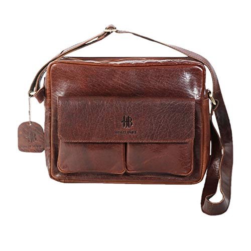 Adam Burk Leather Laptop Messenger Portfolio Shoulder Travel Bag Brown Back to 18ABP11BR
