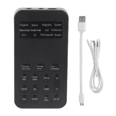Mini Voice Changer Device, Handheld Voice Changer Sound Card with 8 Sound Effects/12 Voice Beautification/K Song Function, Portable Male to Female Sound Effects Machine for Mobile Phone, Computer