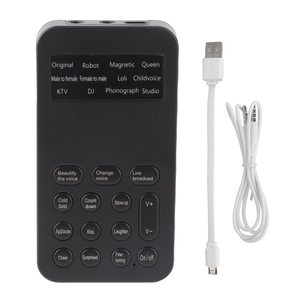 Mini Voice Changer Device, Handheld Voice Changer Sound Card with 8 Sound Effects/12 Voice Beautification/K Song Function, Portable Male to Female Sound Effects Machine for Mobile Phone, Computer