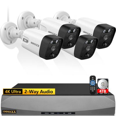 OOSSXX (4K/8.0 Megapixel & 130 Ultra Wide-Angle 2-Way Audio PoE Camera Wired Outdoor Home Security Camera System Indoor Video Surveillance IP Cameras System