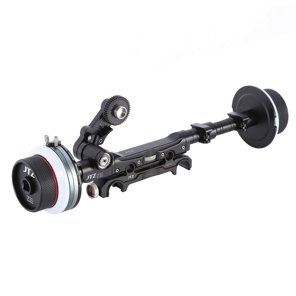 Foto4easy JTZ DP30 Dual Follow Focus with 15mm/19mm Rail Rod Clamp Sytem KIT for FS5 FS7 A7M2 A7 A7R A7S C100 C300 C500 Blackmagic URSA Mini BMCC BMPCC 4K 6K ARRI Lens Video Cinema DSLR Cameras