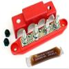 Bay Marine Supply Busbar - Made in USA  4-Post 250 Amp Stainless Steel Distribution Block - 5/16" Red - Complimentary Conductive Grease view 1