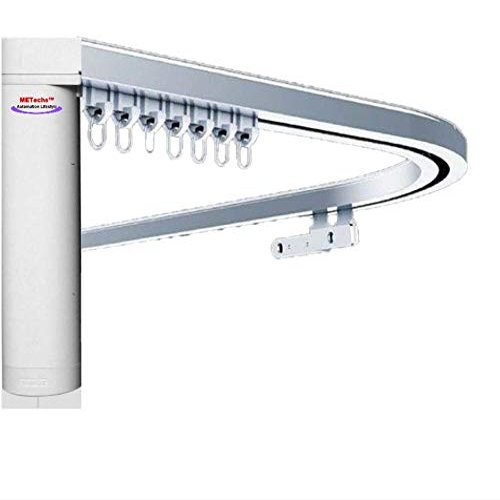 Custom Size Flexible Bendable Curved Electric Motorized Traverse Remote Controlled Drapery Track for Corner or Bay Window 158 CL200BT-CT