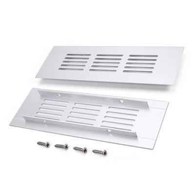 Aicosineg Sliver Aluminum Alloy Air Vents Small Rectangle Ventilation Grille Louvered Grill Covers Square Air Grilles Registers for Kitchen Sink Wardrobe Shoes Cabinet (4Pcs 5.90x1.97in(L x W))