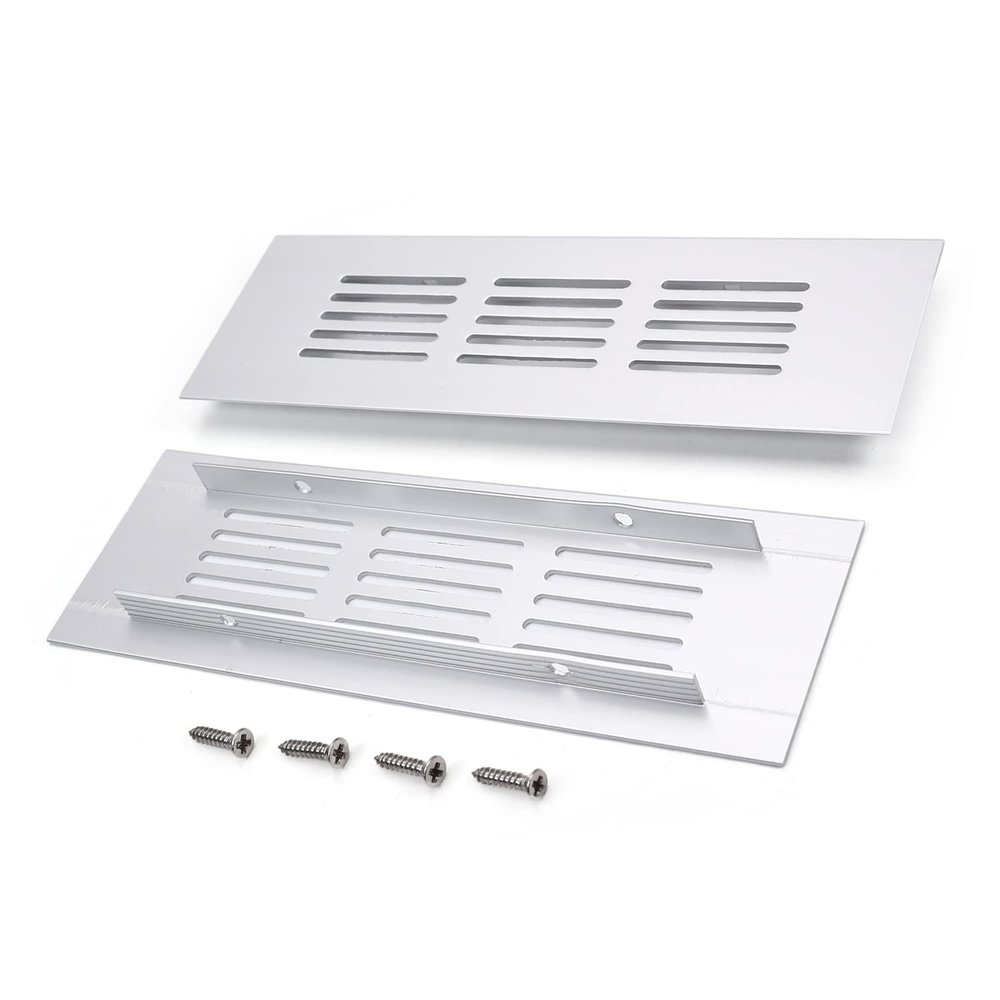 Aicosineg Sliver Aluminum Alloy Air Vents Small Rectangle Ventilation Grille Louvered Grill Covers Square Air Grilles Registers for Kitchen Sink Wardrobe Shoes Cabinet (4Pcs 5.90x1.97in(L x W))