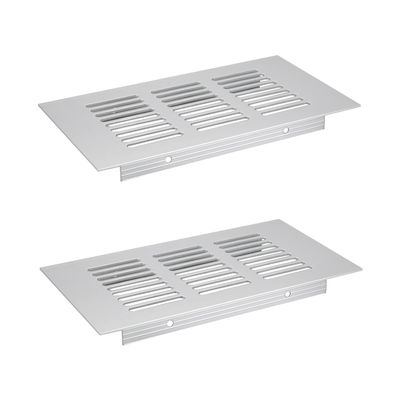 Aicosineg 2pcs Sliver Aluminum Alloy 5.90'' x 3.15'' (L x W) Air Vent Small Rectangle Ventilation Grille Louvered Grill Cover for Kitchen Sink Wardrobe Shoes Cabinet
