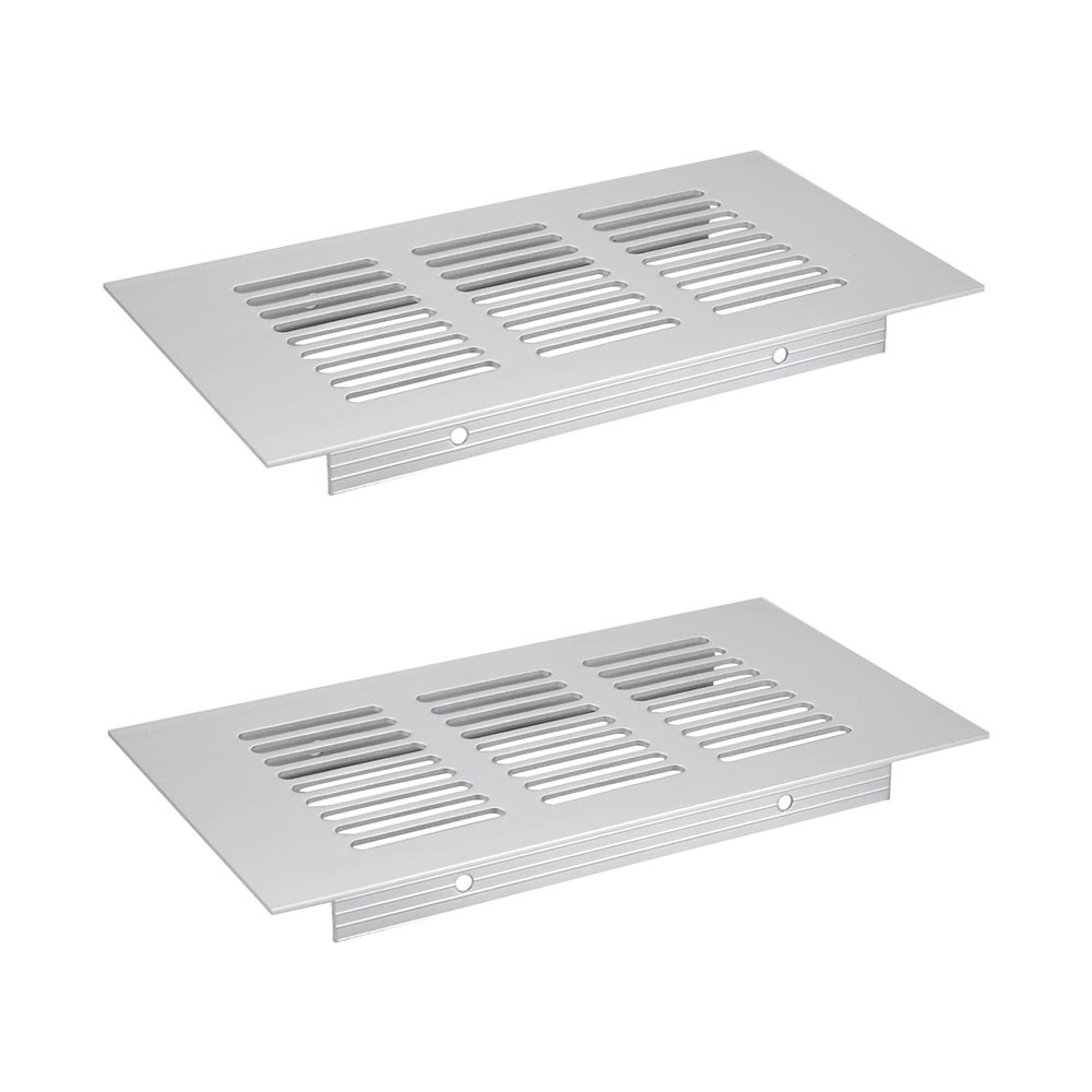 Aicosineg 2pcs Sliver Aluminum Alloy 5.90'' x 3.15'' (L x W) Air Vent Small Rectangle Ventilation Grille Louvered Grill Cover for Kitchen Sink Wardrobe Shoes Cabinet