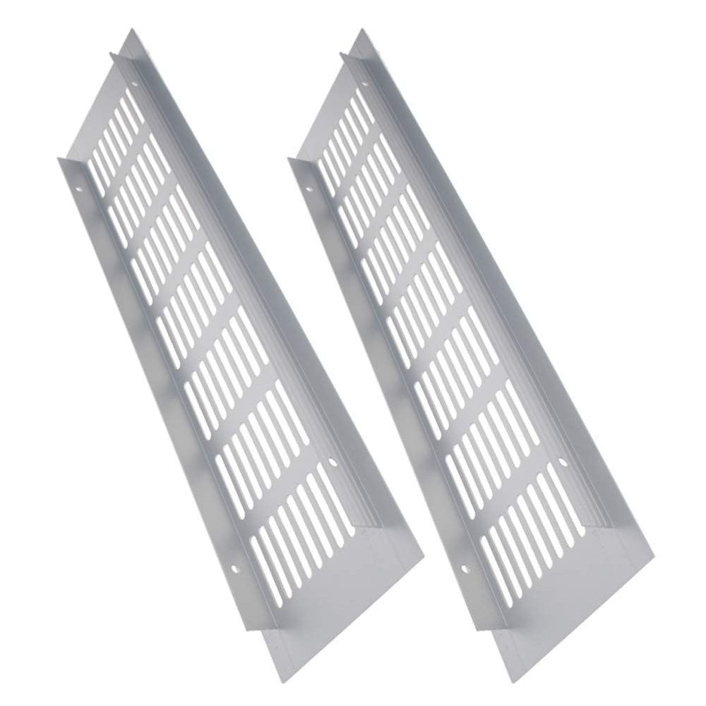 Aicosineg Aluminum Alloy Air Vents Small Rectangle Ventilation Grille Square Air Grilles Registers Louvered Grill Cover for Kitchen Sink Wardrobe Shoes Cabinet Walls Silver(2Pcs 11.81x3.15in (L x W))