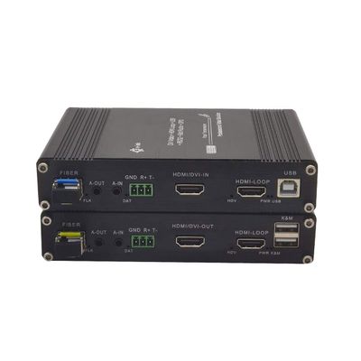 1080P HDMI KVM Fiber Extender Multifunction HDMI Video Optical Transceiver Full HD SM 20km HDMI to Fiber Converter Single-Mode Support USB Mouse Keyboard RS232 GPIO 3.5mm Bidirectional Stereo Audio