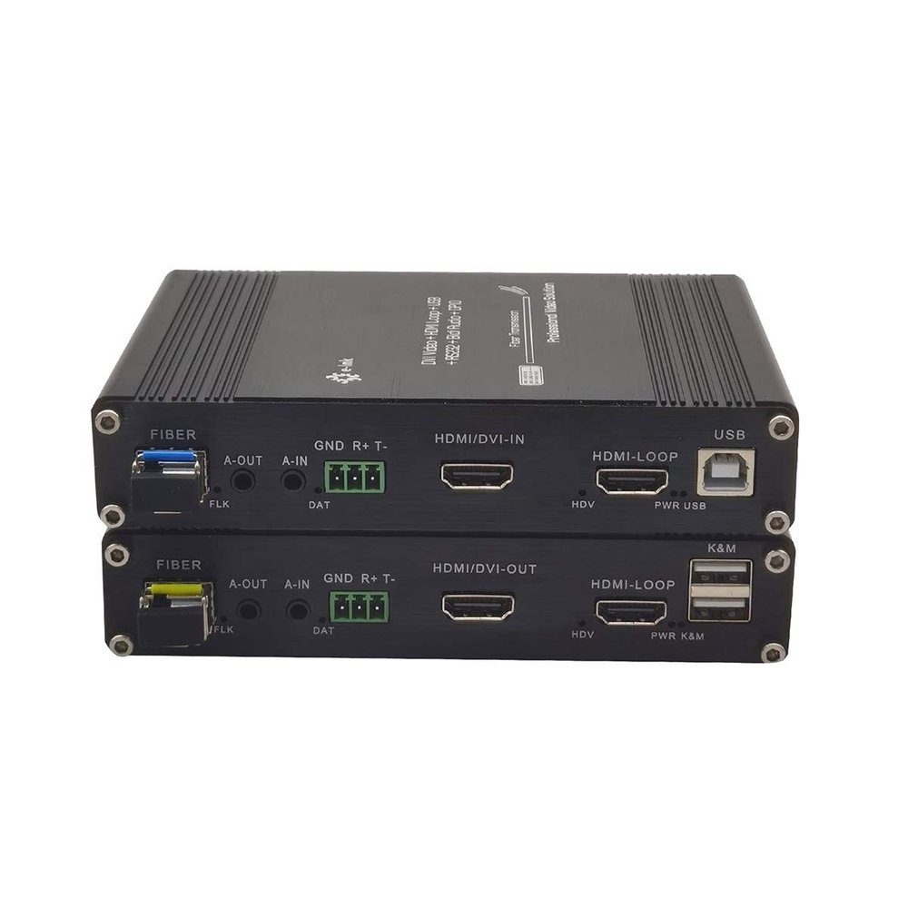1080P HDMI KVM Fiber Extender Multifunction HDMI Video Optical Transceiver Full HD SM 20km HDMI to Fiber Converter Single-Mode Support USB Mouse Keyboard RS232 GPIO 3.5mm Bidirectional Stereo Audio
