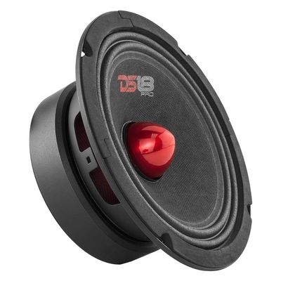 DS18 PRO-GM6.4B Loudspeaker - 6.5", Midrange, Red Aluminum Bullet, 480W Max, 4 Ohms,1.5" Kapton VC Premium Quality Audio Door Speakers for Car or Truck Stereo Sound System (1 Speaker) (Renewed)