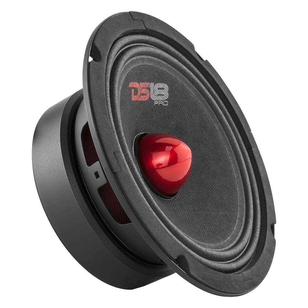 DS18 PRO-GM6.4B Loudspeaker - 6.5", Midrange, Red Aluminum Bullet, 480W Max, 4 Ohms,1.5" Kapton VC Premium Quality Audio Door Speakers for Car or Truck Stereo Sound System (1 Speaker) (Renewed)