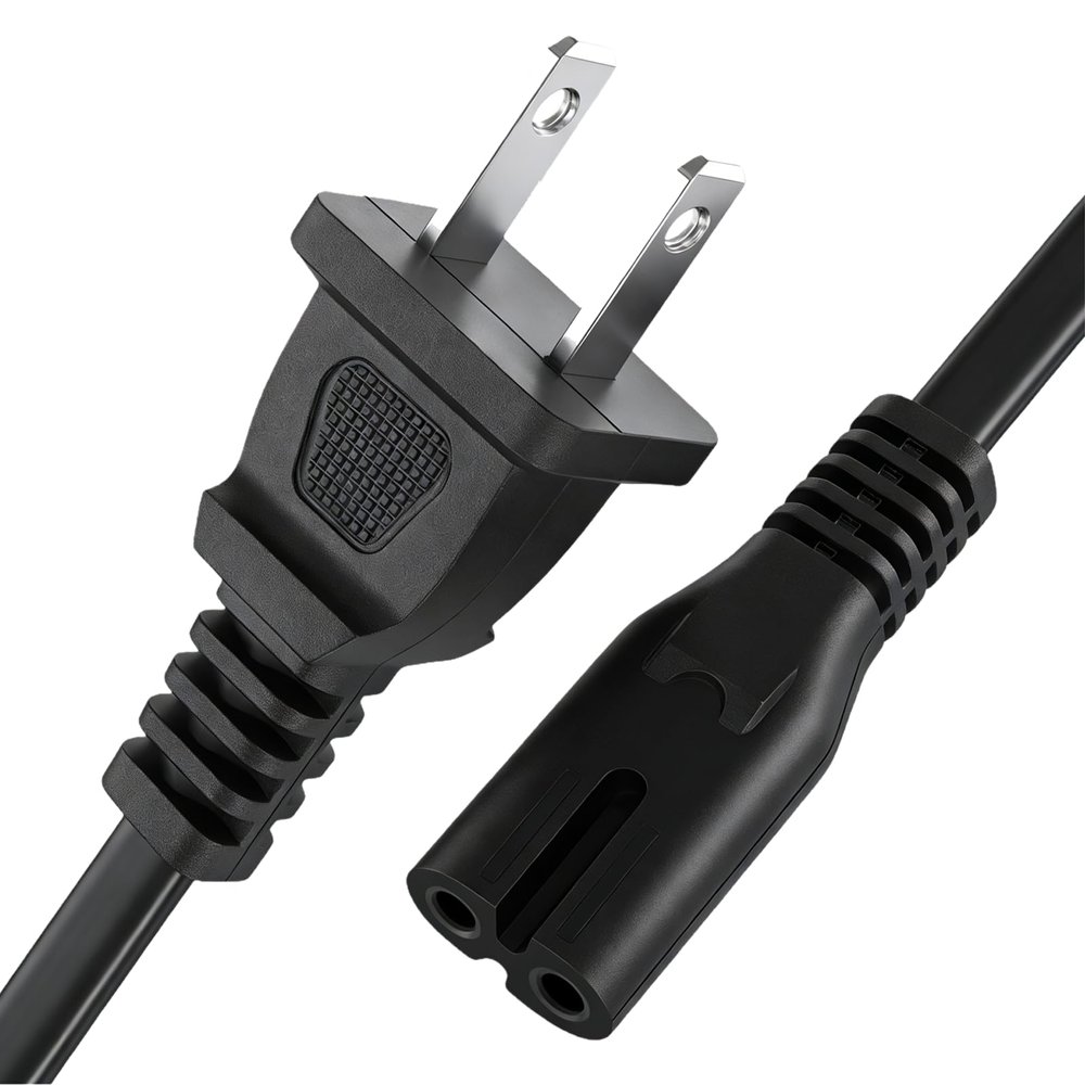 TPLTECH 8ft 2 Prong Power Cord for Xbox Series S/X, Xbox One S/X, PS5, PS4, Samsung TV, HP Printer