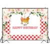 Avezano Picnic Birthday Party Backdrop for Girl Blush Pink Floral Red Gingham Birthday Party Photography Background Girl Summer Park Birthday Party Decoration Photoshoot (8x6ft) view 3