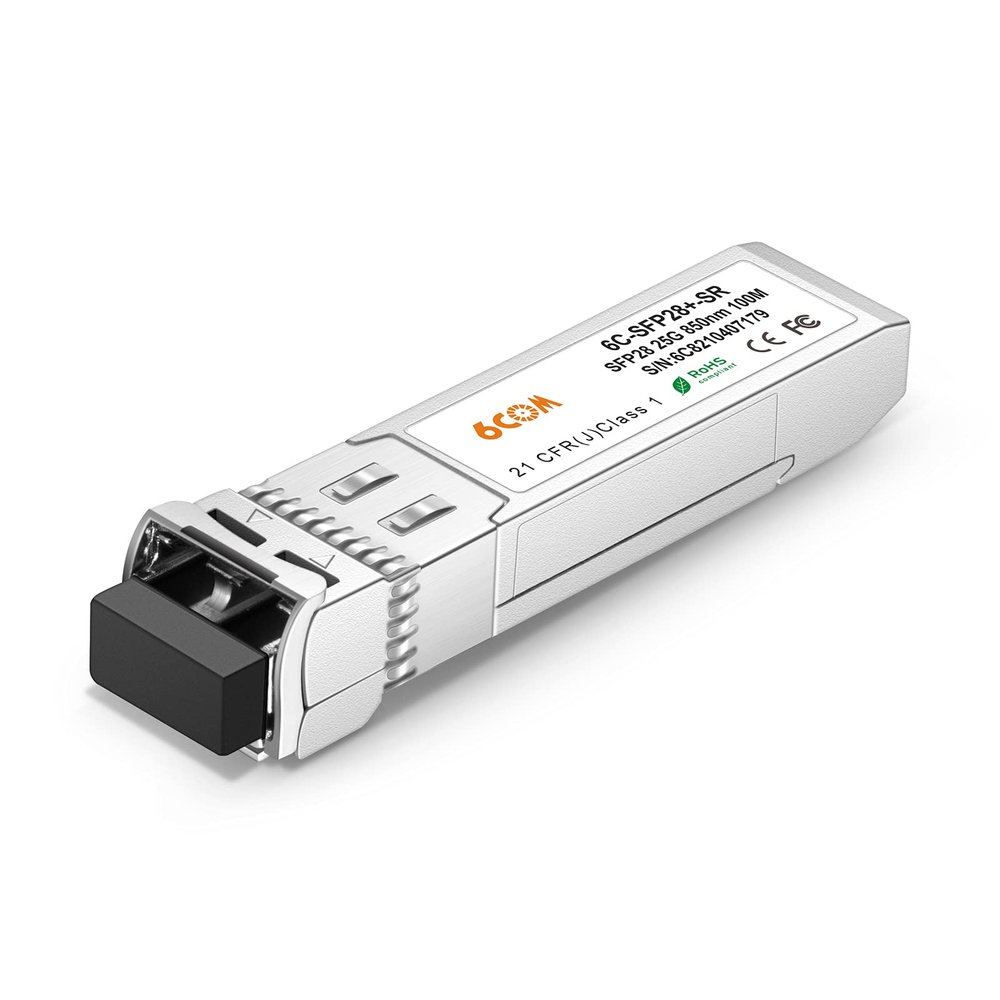 6COMGIGA 25GBASE-SR SFP28 850nm 100m DOM LC MMF Optical Transceiver Module for Arista Networks SFP-25G-SR