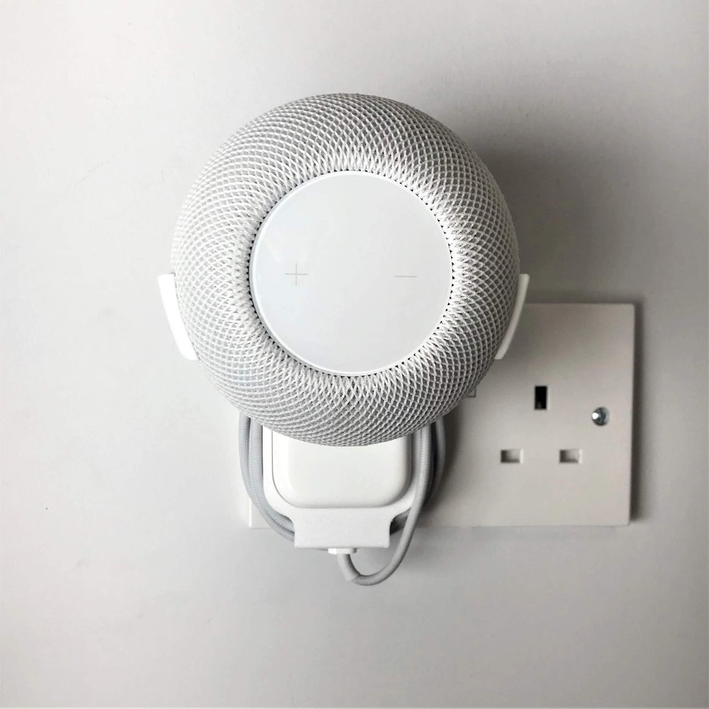 3D Cabin Plug Mount Bracket Holder Holster Compatible with Apple HomePod Mini Siri White