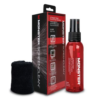 Monster 2 oz. Spray Screen Cleaner Kit with Microfiber Cloth for Electronic Devices Ideal for LED, LCD, OLED, Smart TV, Computer Monitors, Laptops, iPad, and iPhone Screens