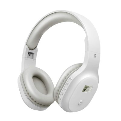 YUFFUN Rechargeable and Portable Personal FM Radio Headphones with Best Reception, Wireless Headset Ear Muffs for Jogging, Mowing, Cycling, Meeting FM Receiver, White