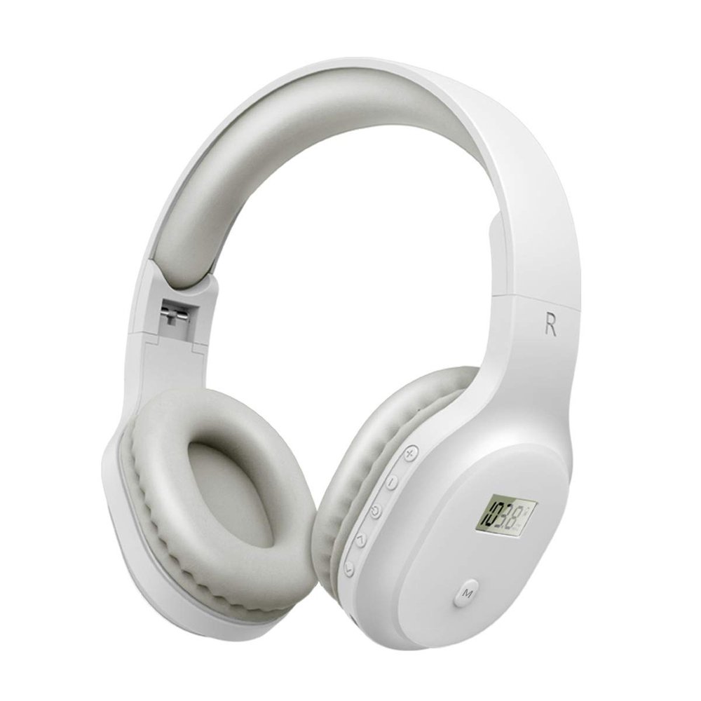 YUFFUN Rechargeable and Portable Personal FM Radio Headphones with Best Reception, Wireless Headset Ear Muffs for Jogging, Mowing, Cycling, Meeting FM Receiver, White
