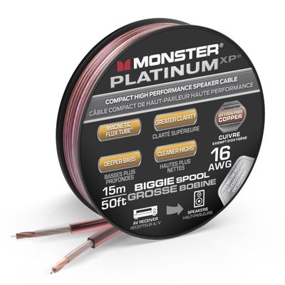 Monster 16 AWG Speaker Wire: Advanced Performance XP Speaker Cable 50 FT Spool with Oxygen Free Audio Wire Construction (OFC) - Easy to Strip & Install Speaker Cables