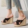 ZBYY Wedge Sandals for Women,Summer Strappy Espadrille Platform Slide Open Toe Crisscross Straps Comfort Beach Sandals view 2
