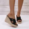 ZBYY Wedge Sandals for Women,Summer Strappy Espadrille Platform Slide Open Toe Crisscross Straps Comfort Beach Sandals view 4