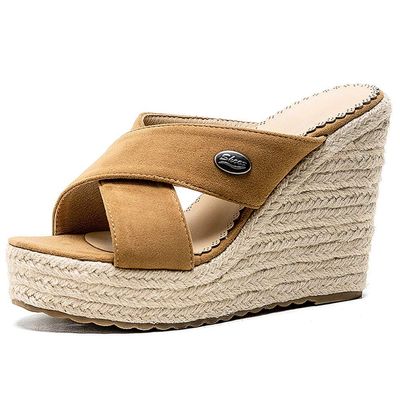 ZBYY Wedge Sandals for Women,Summer Strappy Espadrille Platform Slide Open Toe Crisscross Straps Comfort Beach Sandals