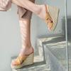 ZBYY Wedge Sandals for Women,Summer Strappy Espadrille Platform Slide Open Toe Crisscross Straps Comfort Beach Sandals view 4