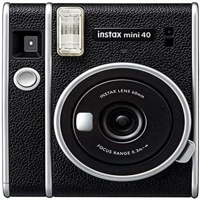 Fujifilm Instax Mini 40 Instant Camera Vintage Black Look, Camera for Kids, Wedding, Birthday Or Any Occasion