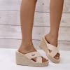 ZBYY Wedge Sandals for Women,Summer Strappy Espadrille Platform Slide Open Toe Crisscross Straps Comfort Beach Sandals view 3