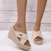 ZBYY Wedge Sandals for Women,Summer Strappy Espadrille Platform Slide Open Toe Crisscross Straps Comfort Beach Sandals view 4