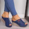 ZBYY Women's Flip Flop Sandals Open Toe Denim Wedge Platform Shoes Outdoor High Heel Sandals for Wedding Party Dress view 3