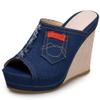 ZBYY Women's Flip Flop Sandals Open Toe Denim Wedge Platform Shoes Outdoor High Heel Sandals for Wedding Party Dress view 1