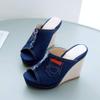 ZBYY Women's Flip Flop Sandals Open Toe Denim Wedge Platform Shoes Outdoor High Heel Sandals for Wedding Party Dress view 4