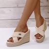 ZBYY Wedge Sandals for Women,Summer Strappy Espadrille Platform Slide Open Toe Crisscross Straps Comfort Beach Sandals view 2