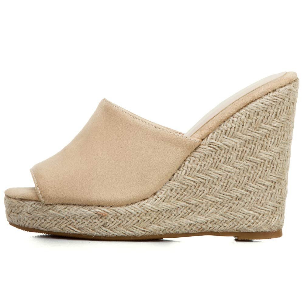 ZBYY Wedges Sandals for Women,Peep Toe Sandals Summer Fashion Beach Slippers Espadrille Platform Wedge Sandals