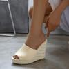 ZBYY Wedges Sandals for Women,Peep Toe Sandals Summer Fashion Beach Slippers Espadrille Platform Wedge Sandals view 2