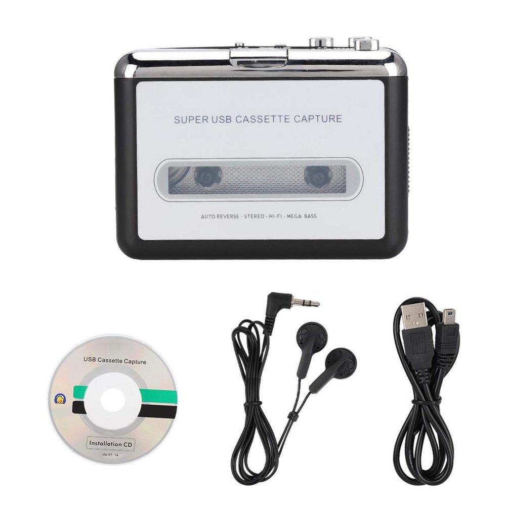 HERCHR Cassette Player, USB Tape to MP3 Capture Converter Stereo Audio Music Player Cassette Player
