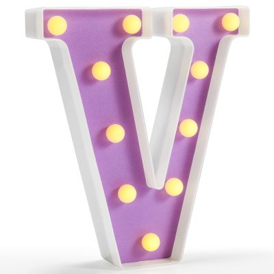 Pooqla Light Up Letters V, Marquee Letters Purple Birthday Decorations