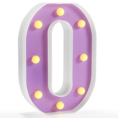 Pooqla LED Letter Lights, Purple Light Up Alphabet Sign, Colorful DIY Marquee Night Light with Warm White LED, Home Party Birthday Wedding Bar Decoration, Purple Letter O