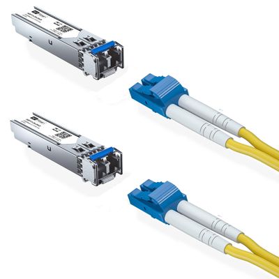 30M OS2 LC to LC Fiber Patch Cable with 2 Pack of 1000BASE-LX Module, Single-Mode Gigabit SFP Transceiver for Cisco, Ubiquiti, Netgear and More