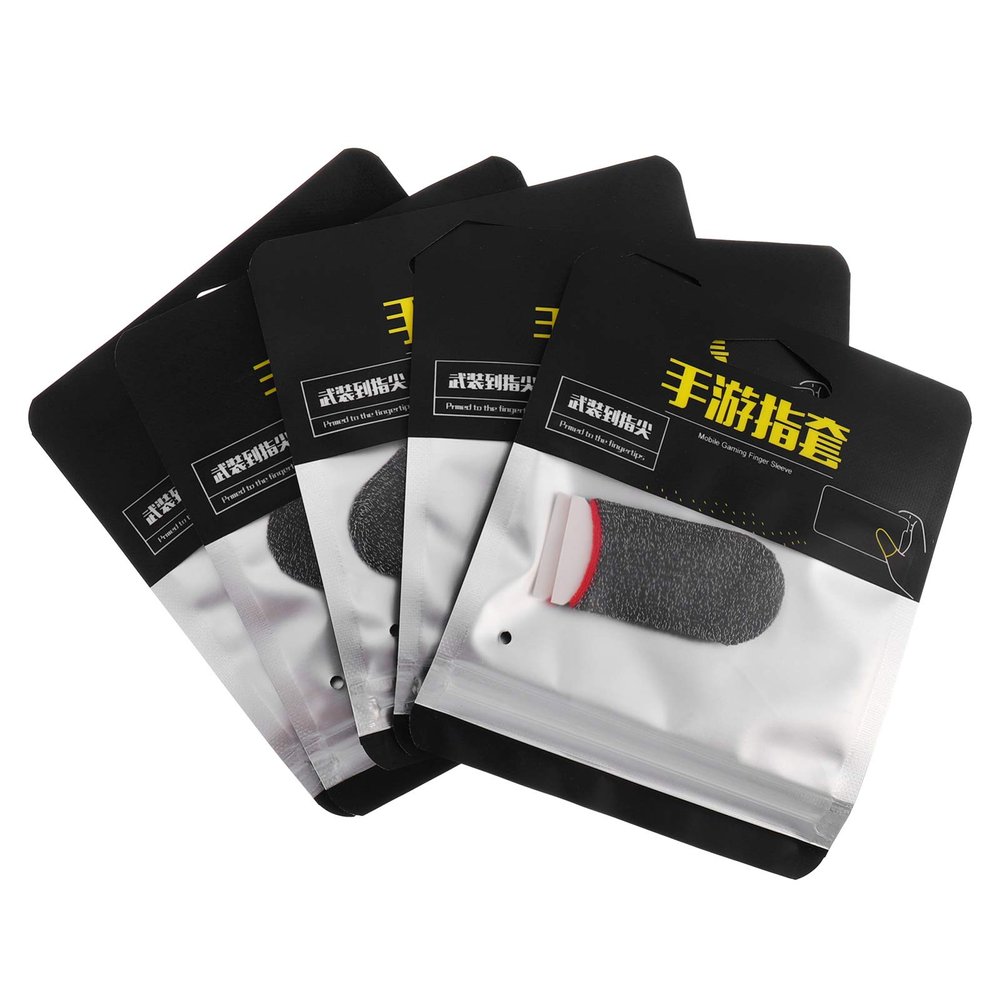 Gaming Finger Cover 5 Pairs Silver Fiber Breathable Black Red