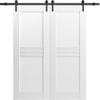 VDOMDOORS Modern Double Barn Door/Mela 7444 / 13FT Rail Track Set/Solid Panel Interior Doors-36" x 96"-Black Rail view 1